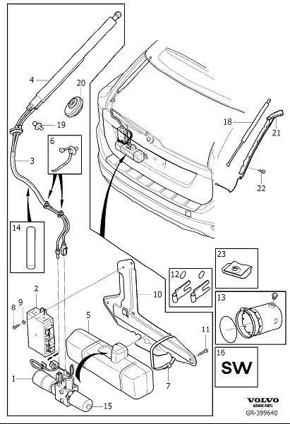 Diagram Operating, tailgate for your 2015 Volvo XC60   