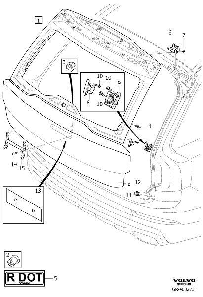 Diagram Boot lid, tailgate, trunk lid, tailgate for your Volvo XC90  