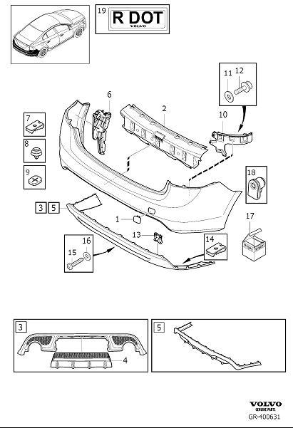 Diagram Bumper, rear, body parts for your Volvo S60  
