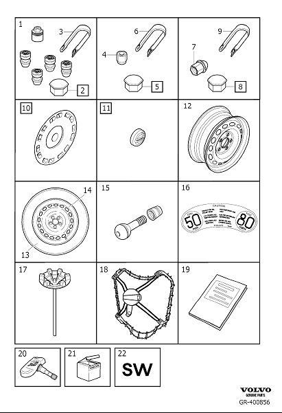 Diagram Wheel equipment for your 2000 Volvo V70   
