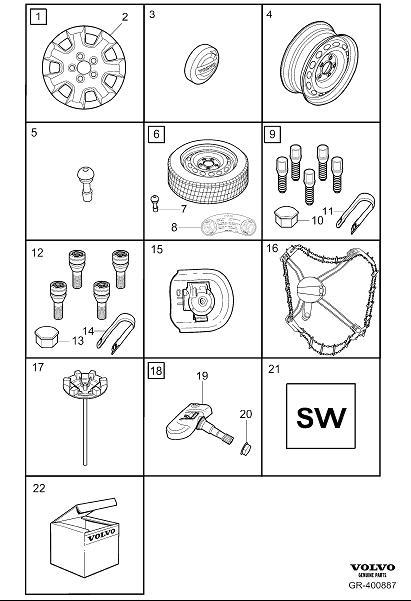 Diagram Wheel equipment for your 2023 Volvo V60   