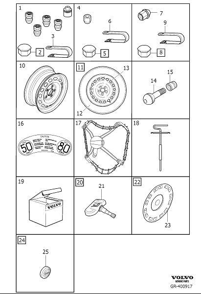 Diagram Wheel equipment for your 2000 Volvo V70   