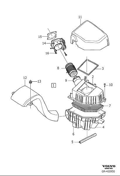 Diagram Air cleaner and throttle housing for your 2007 Volvo XC90   