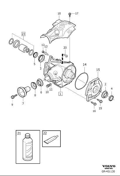 Diagram Adapter gearbox, angle gear and overdrive, Angle gear, Bevel gear for your Volvo XC60  