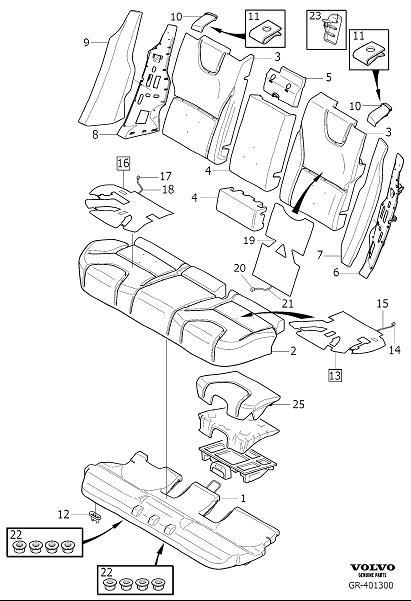 Diagram Rear seat padding, panels for your 2015 Volvo XC60   