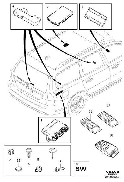 Diagram Remote control key system for your 2019 Volvo XC60   