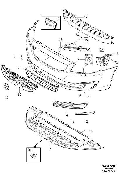 Diagram Bumper, front, body parts for your 2003 Volvo S80   