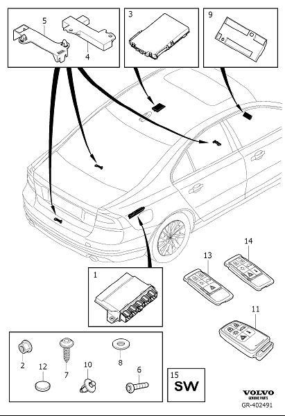 Diagram Remote control key system for your 2024 Volvo XC60   