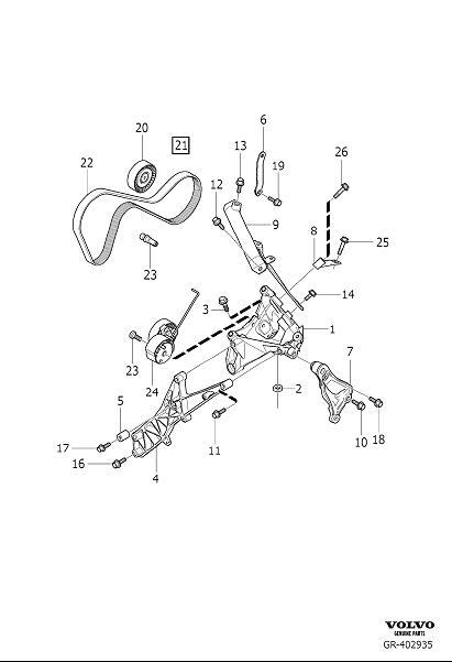 Diagram Auxiliary belt drive, auxiliary aggregate suspension for your 2024 Volvo XC60   