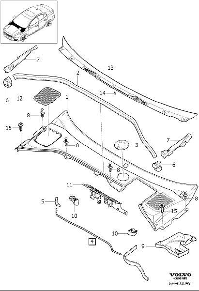 Diagram Windscreen drainage for your 2014 Volvo S60   