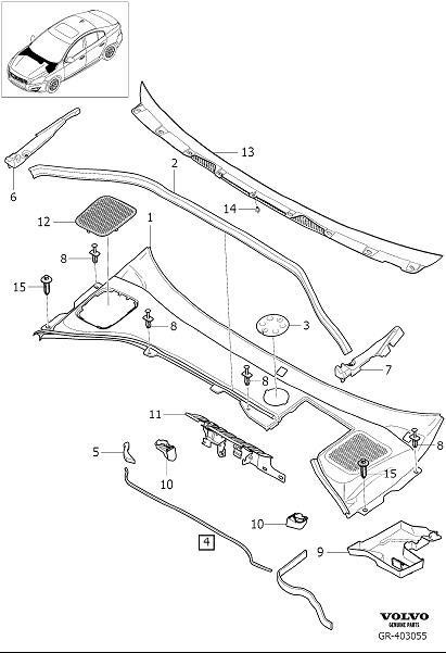 Diagram Windscreen drainage for your 2003 Volvo S60   