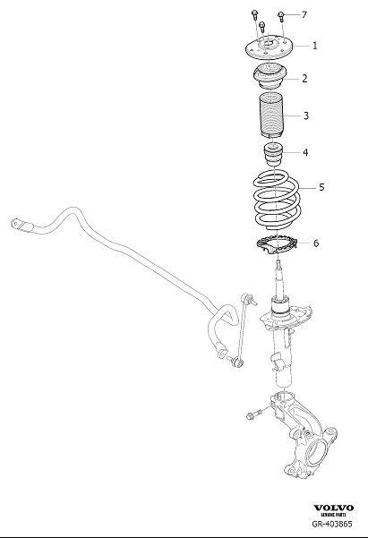 Diagram Suspension front, coil spring and torsion spring for your 2021 Volvo V60 Cross Country   