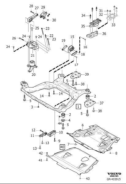 Diagram Engine mountings for your 2003 Volvo S60   
