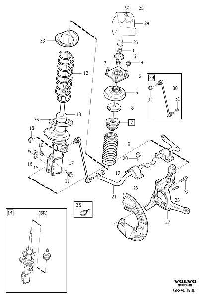 Diagram Front spring suspension for your Volvo S60 Cross Country  