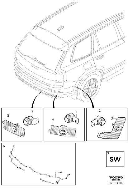 Diagram Park assist rear for your Volvo XC90  