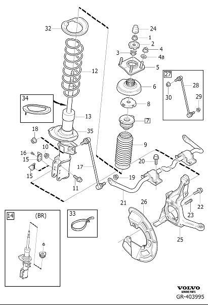 Diagram Front spring suspension for your 2008 Volvo V70   