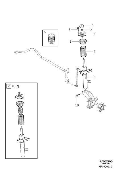 Diagram Shock absorber front for your 2008 Volvo S40   