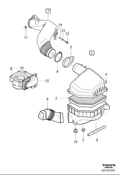 Diagram Air cleaner and throttle housing for your 2013 Volvo S80  3.0l 6 cylinder Turbo 