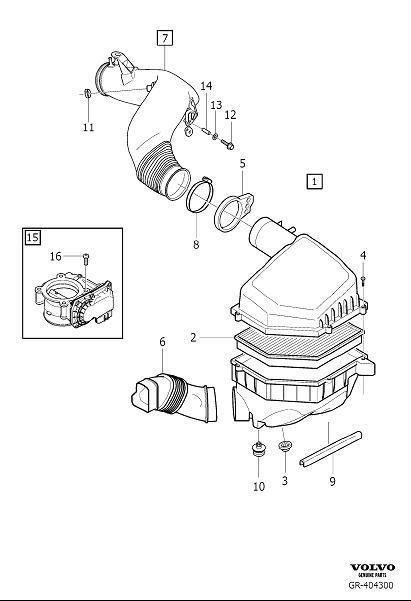 Diagram Air cleaner and throttle housing for your 2013 Volvo XC70  3.0l 6 cylinder Turbo 