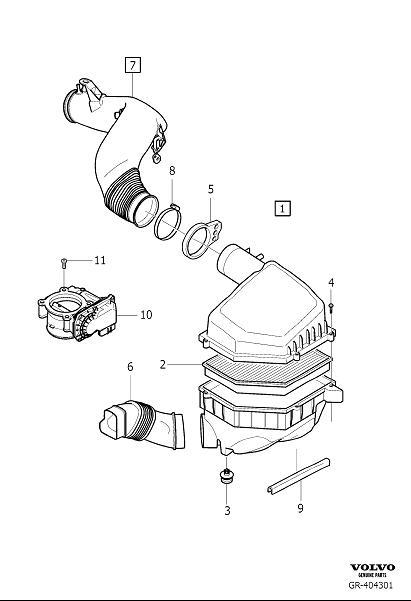 Diagram Air cleaner and throttle housing for your 2007 Volvo V70   