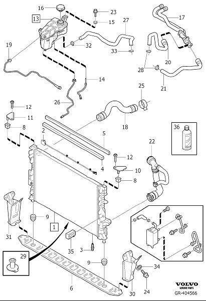 Full size assembly image of Radiator and connections (1/2)