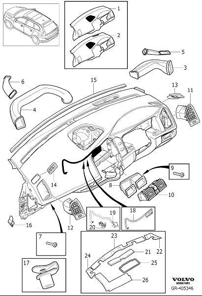Diagram Dashboard air ducts for your 2022 Volvo XC60   