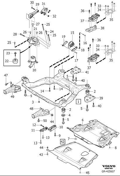 Diagram Engine mountings for your 2007 Volvo V70   