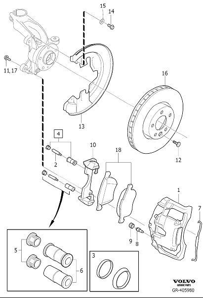 Diagram Front wheel brake for your 2018 Volvo V60 Cross Country   
