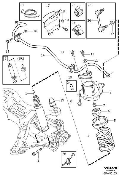 Diagram Rear suspension for your 2009 Volvo S60   