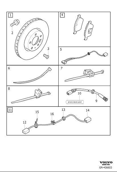 Diagram Front wheel brake for your Volvo S60 Cross Country  