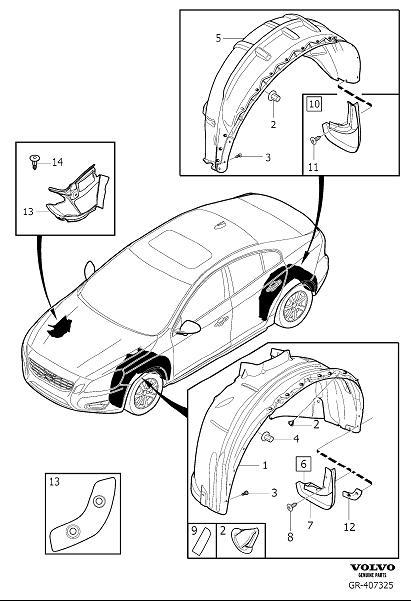 Diagram Mudflaps for your 2002 Volvo S60   