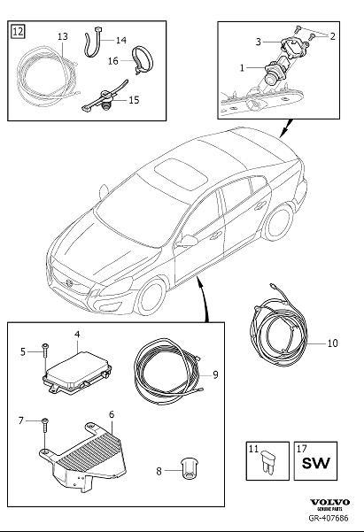 Diagram Park assist camera rear for your 2002 Volvo S60   