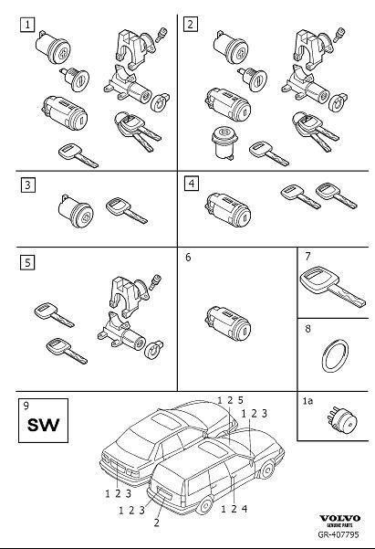 Diagram Lock kits for your Volvo V70  