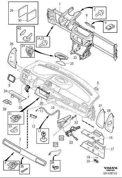 Diagram Dashboard body parts for your 2013 Volvo XC60   