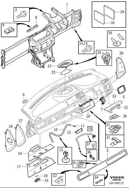 Diagram Dashboard body parts for your 2023 Volvo XC60   