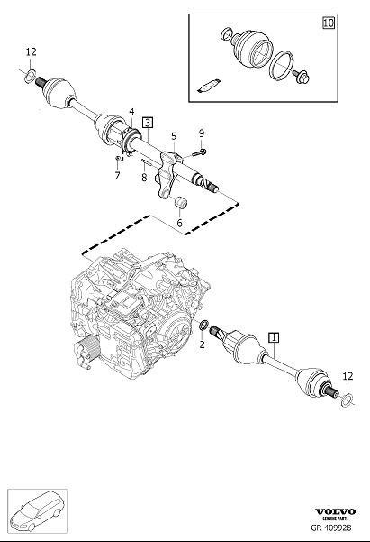 Diagram Drive shafts for your 2024 Volvo V90 Cross Country   