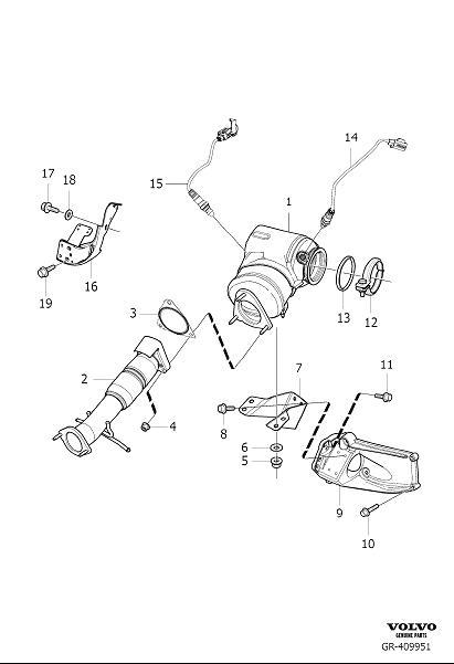 Diagram Catalytic converter for your 2015 Volvo V60 Cross Country   