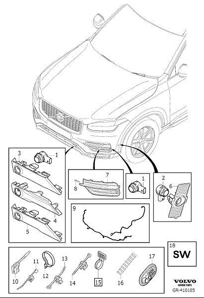 Diagram Park assist front for your 2016 Volvo XC90   