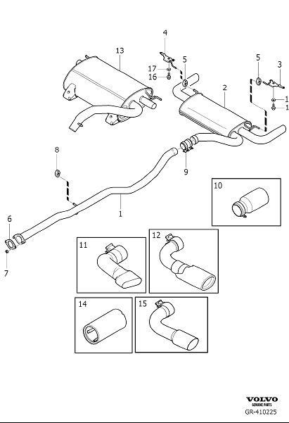 Diagram Exhaust system for your 2014 Volvo S60  2.5l 5 cylinder Turbo 