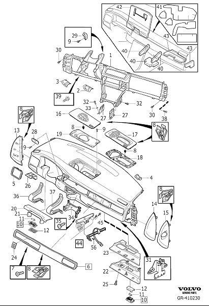 Diagram Dashboard body parts for your 2008 Volvo V70   