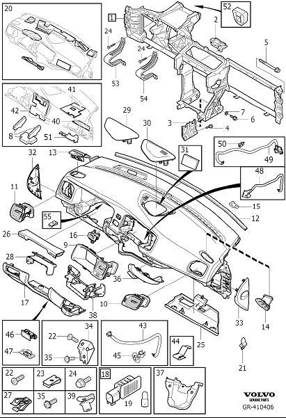 Diagram Dashboard body parts for your Volvo V60 Cross Country  