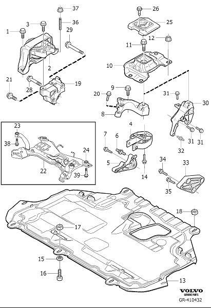 Diagram Engine mountings for your 2008 Volvo S80   