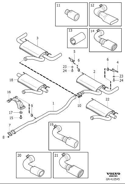 Diagram Exhaust system for your 2000 Volvo V70   