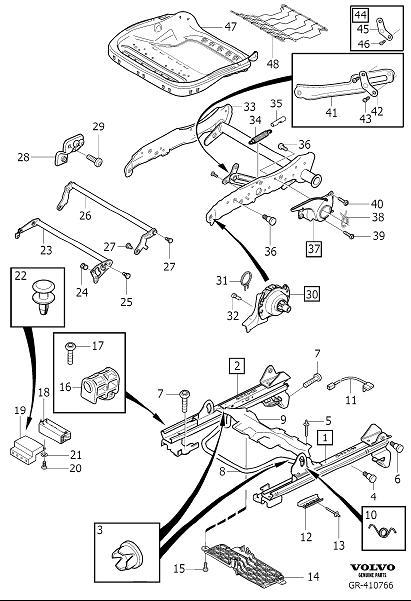 Diagram Supporting frame for seat, manually adjustable for your Volvo
