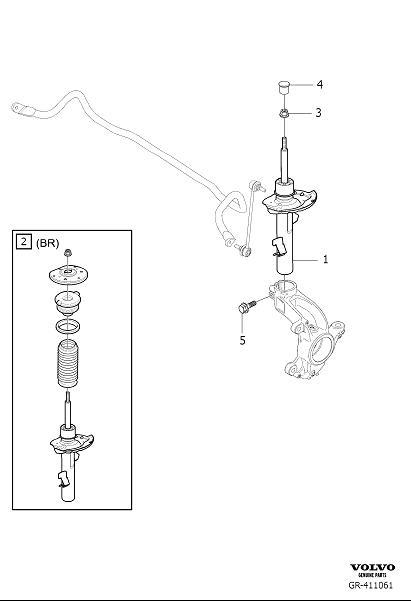 Diagram Shock absorber front for your 2015 Volvo S60   