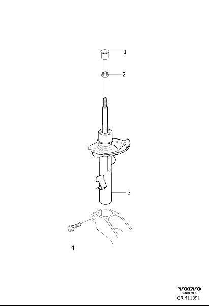 Diagram Shock absorber front for your 2011 Volvo S60  3.0l 6 cylinder Turbo 
