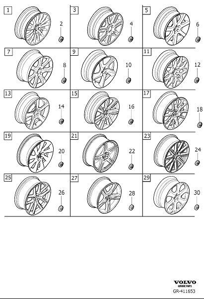 Diagram Aluminium rims 18" for your 2012 Volvo S80  3.0l 6 cylinder Turbo 