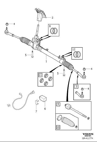 Diagram Steering gear for your 2000 Volvo V70   