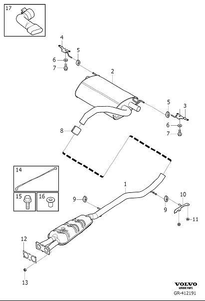 Diagram Exhaust system for your 2004 Volvo V70   