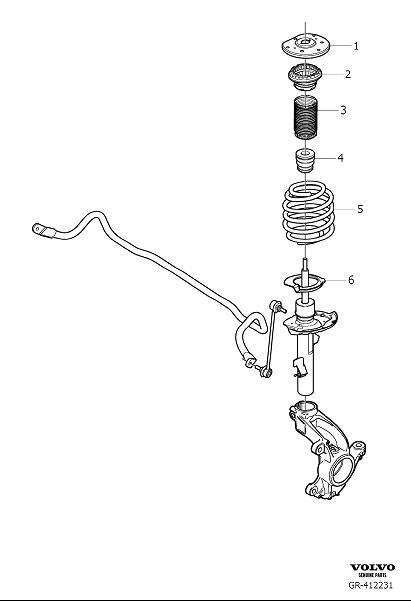 Diagram Suspension front, coil spring and torsion spring for your 2005 Volvo S60   